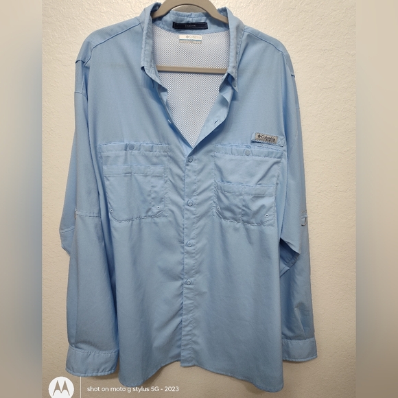COLUMBIA Men's Tamiami Long Sleeve XXL Blue Fishing Shirt - Picture 9 of 9